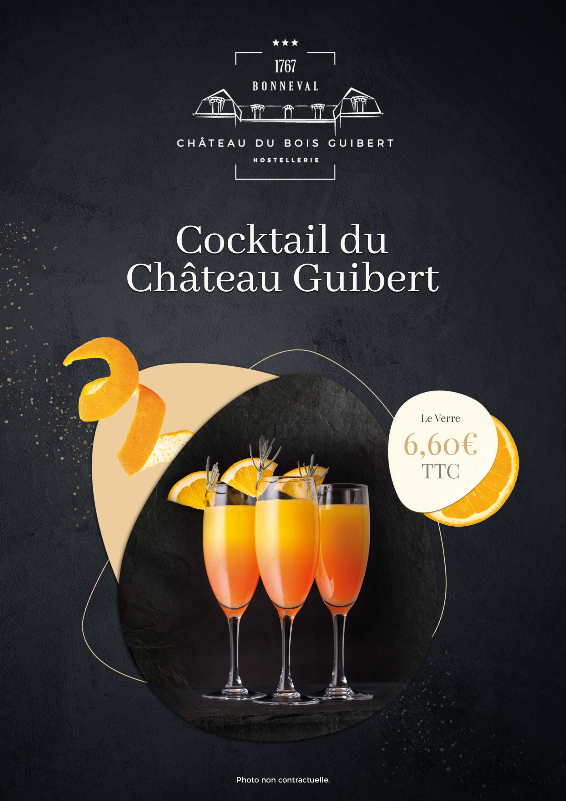 Cocktail du Château Guibert servi dans la salle de restauration & bar - Verre- Déjeuner Dîner - Hostellerie du Château du Bois Guibert - Bonneval Eure et Loir entre Chartres et Chateaudun - Chambres Luxe & Confort